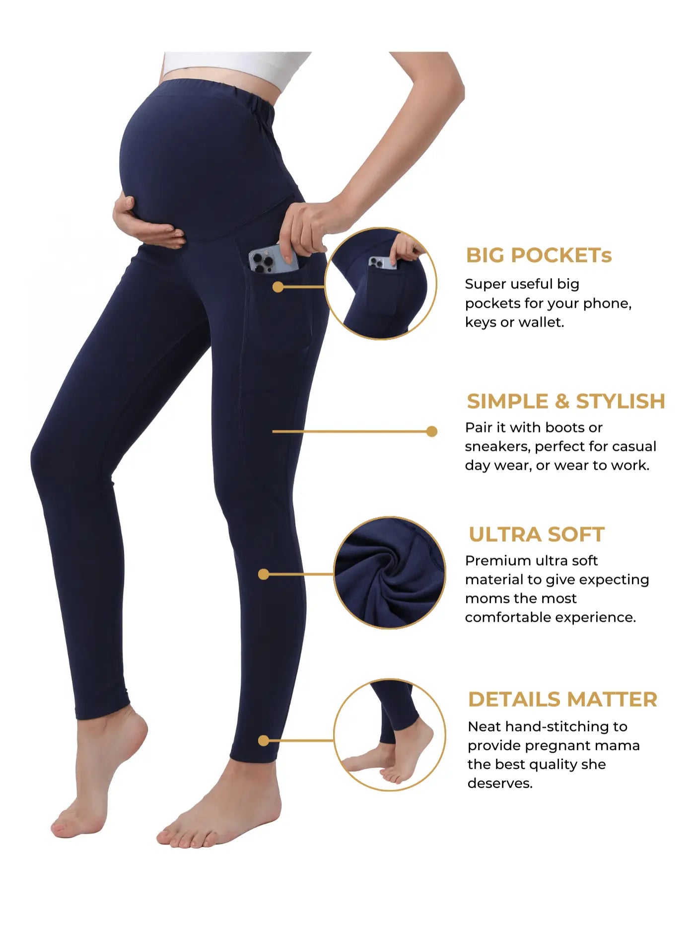 Maternity Yoga Pants with Pockets for Pregnant Moms Workout Pilates Gym Pregnancy Gift Baby Shower Pregnant Leggings for Expectant Moms Bella's Shaper