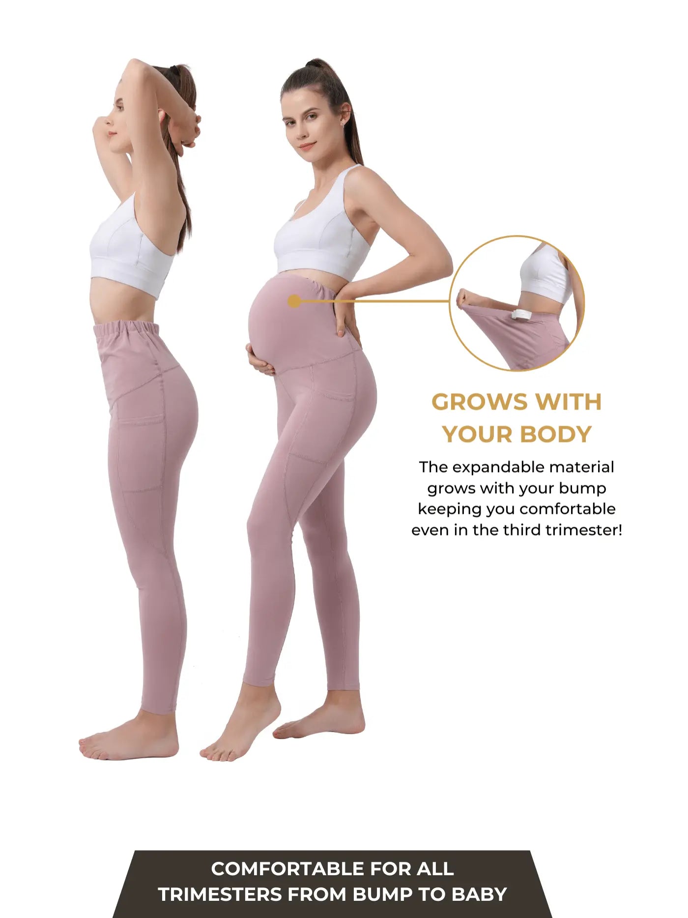 Maternity Yoga Pants with Pockets for Pregnant Moms Workout Pilates Gym Pregnancy Gift Baby Shower Pregnant Leggings for Expectant Moms Bella's Shaper