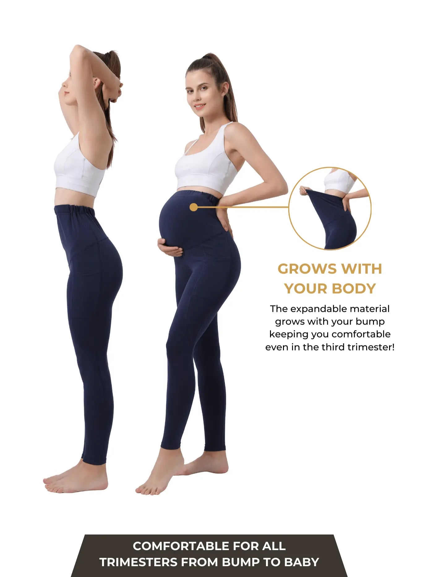 Maternity Yoga Pants with Pockets for Pregnant Moms Workout Pilates Gym Pregnancy Gift Baby Shower Pregnant Leggings for Expectant Moms Bella's Shaper