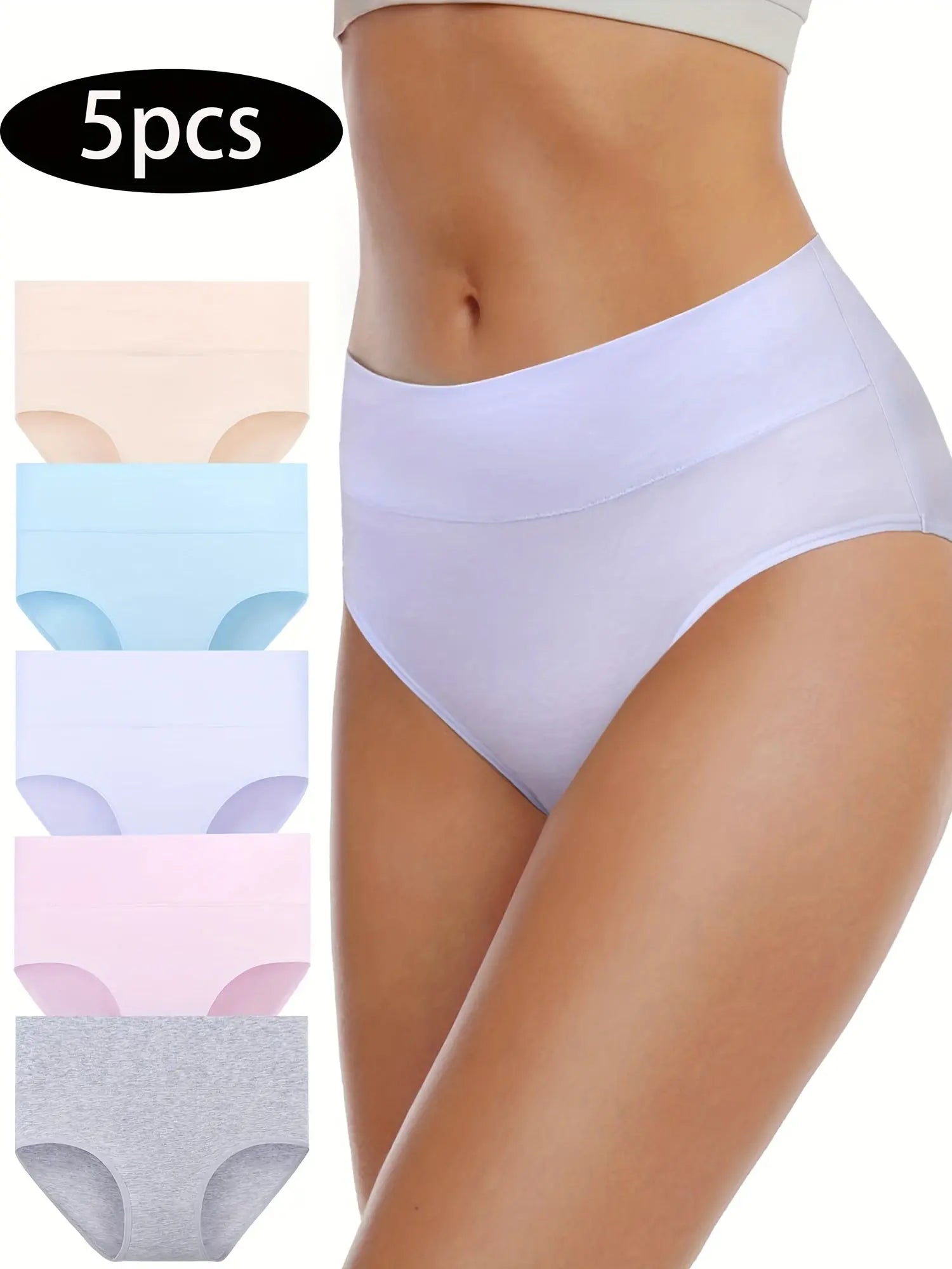 5 Cotton Women's High-waisted Panties, Comfortable And Breathable Women's Lingerie And Panties, Solid Color Women's Underwear Bella's Shaper