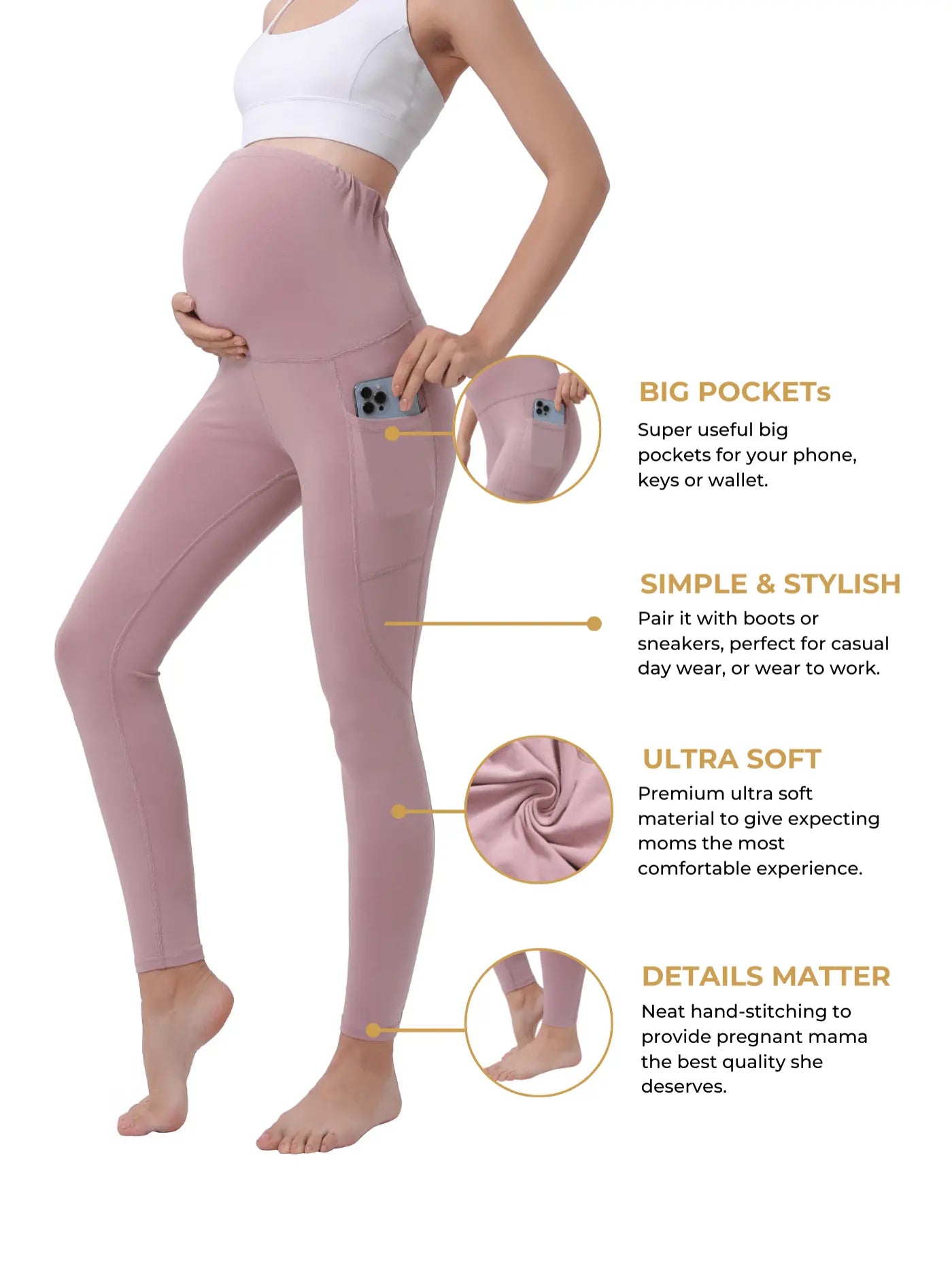 Maternity Yoga Pants with Pockets for Pregnant Moms Workout Pilates Gym Pregnancy Gift Baby Shower Pregnant Leggings for Expectant Moms Bella's Shaper